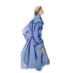 A 96cm/38&quot; bust size vintage 1950s single row front button closure wide collar and long sleeve house coat / robe sewing pattern.