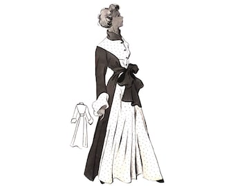 A 96cm/38"  bust size vintage 1940s princess seam front closure house coat / robe sewing pattern.