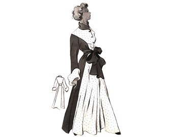 A 96cm 38"  bust size vintage 1940s princess seam front closure house coat / robe sewing pattern.