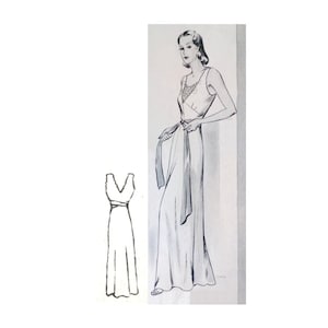 Vintage 96cm/38&quot; bust size 1930s long slip / night dress sewing pattern.