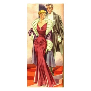 Vintage 98 cm/39" taille de buste des années 1950 sans manches froncé sur le côté silhouette sirène modèle de couture de robe de soirée / formelle / de bal