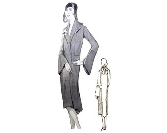 Vintage 96cm/38" bust size early 1930s art deco coat sewing pattern.