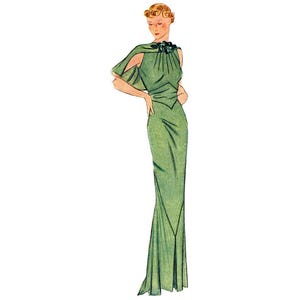 Vintage 88cm/34&quot; bust size 1930s evening formal floor length sleeveless open back dress sewing pattern
