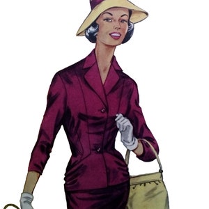 Mönster för sömnad av vintagekavaj från 1950-talet, 96 cm bystmått 89 cm bild 2
