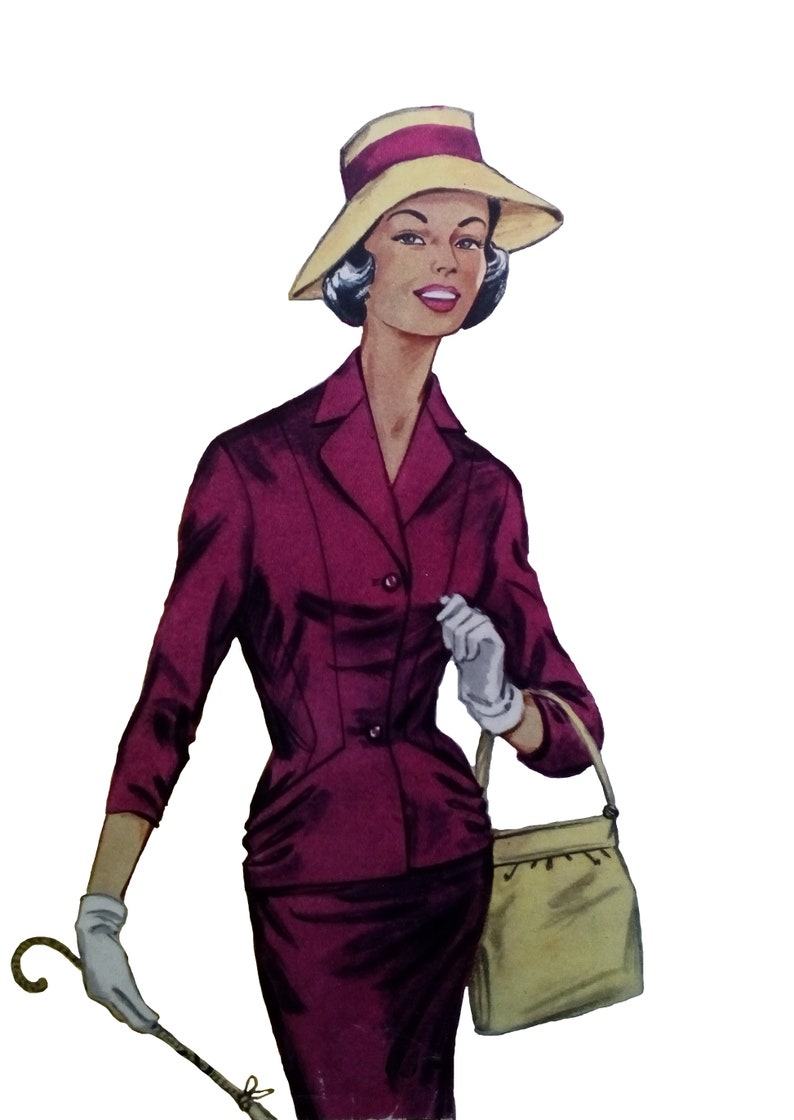 Mönster för sömnad av vintagekavaj från 1950-talet, 96 cm bystmått 89 cm bild 2