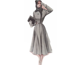 Vinage 104cm / 41&quot; bust size 1950s winter coat sewing pattern.