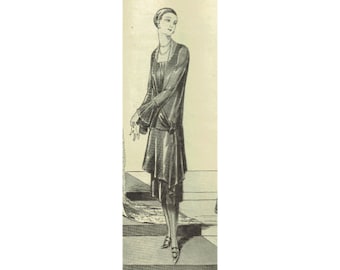 Vintage 108cm/42.5" bust size 1920s formal dress sewing pattern