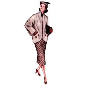 Vintage 102cm/40&quot; bust size 1950s swing coat/short coat sewing pattern.