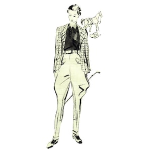 Vintage 77cm/30&quot; waist size 1930s horse riding pants / jodhpur pants sewing pattern.