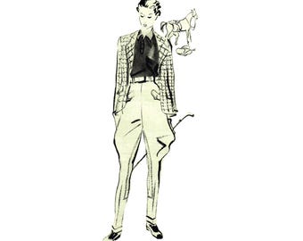 Vintage 77cm 30" waist size 1930s horse riding pants / jodhpur pants sewing pattern.