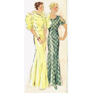 Vintage 96cm/38&quot; bust size 1930s short split sleeve formal dress and jacket sewing pattern.