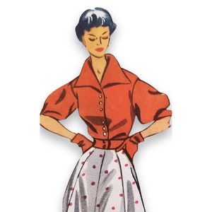 Modèle de couture vintage pour veste d&#39;été à manches bouffantes, taille de buste des années 1950, taille de buste de 102 cm/40 po.