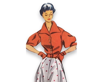 Vintage 102cm 40" bust size 1950s summer short puff sleeve jacket sewing pattern.