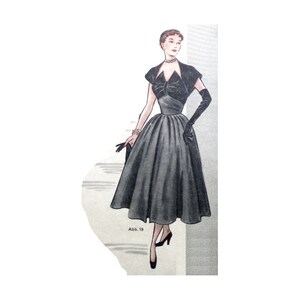 Vintage 96cm/38&quot; bust size 1950s short sleeve ball gown - formal dress - evening dress sewing pattern