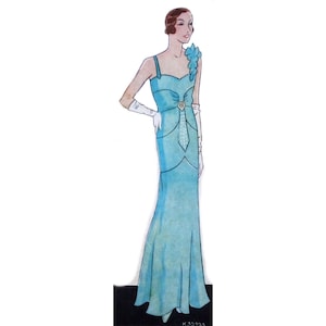 Vintage 96cm/38&quot; bust size 1930s sleeveless art deco style formal / evening dress sewing pattern.