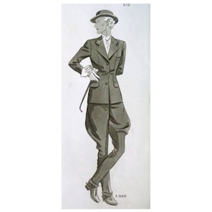 Vintage 92cm/36" bust size 1930s horse riding jacket and  pants / jodhpur pants sewing pattern.