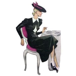 Vintage 96cm/38&quot; bust size late 1930s spring - summer dress sewing pattern.