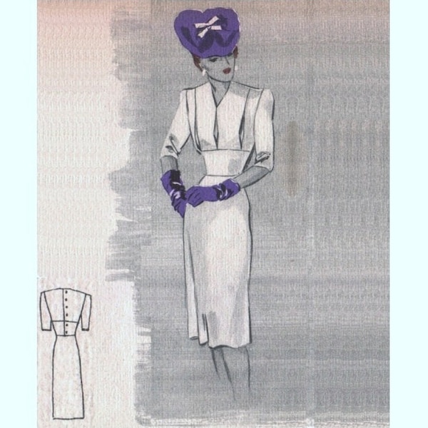 Patron de couture vintage pour robe de jour des années 40, 88 cm/34 po.