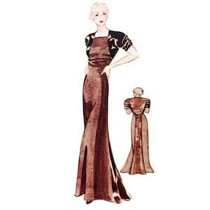 Vintage 102cm/40&quot; bust size 1930s floor length formal / evening dress sewing pattern.
