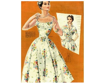 Vintage 98cm/38.6&quot; bust size 1950s sleeveless summer dress and short sleeve jacket sewing pattern