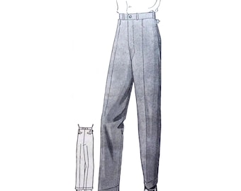1930s Men's Trousers Sewing Pattern, Straight Cut Waist 30", 33" or 39"