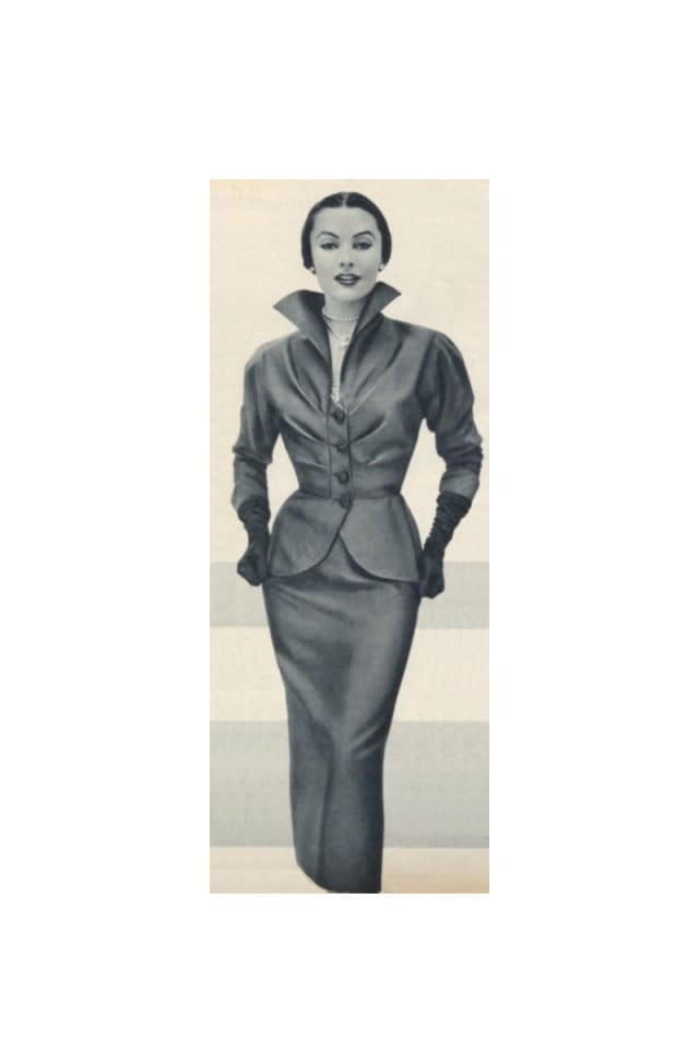 Vintage 104cm/41" bust size 1950s fitted jacket and pencil skirt suit sewing pattern