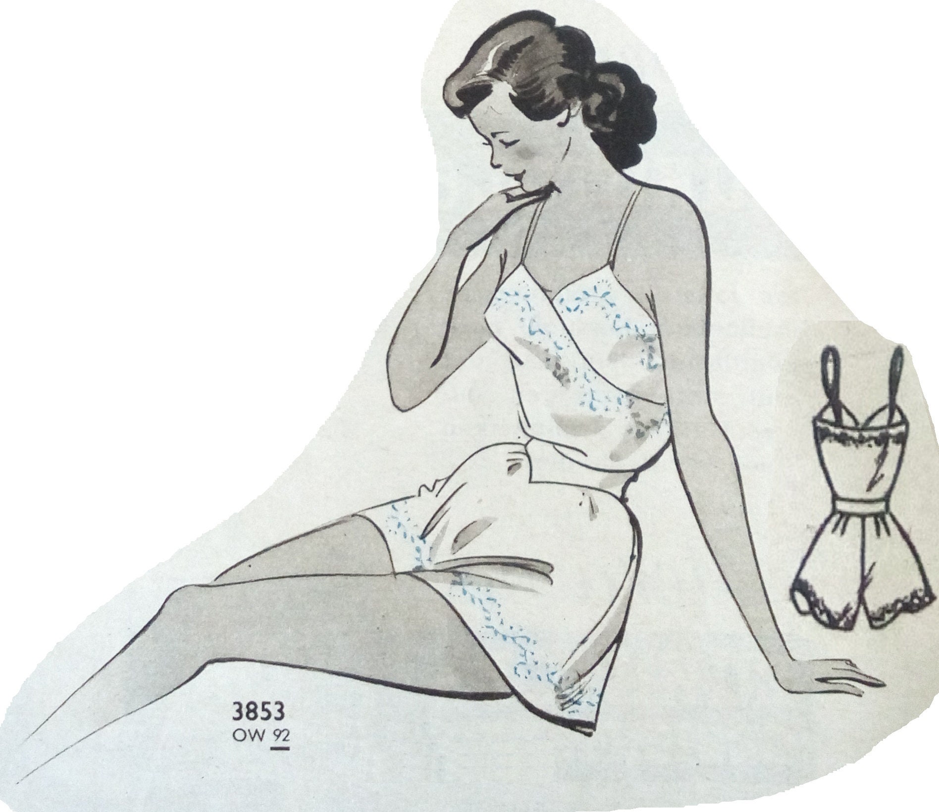 PDF - 1940s Pattern, Slip, Bra & Knickers - Bust 34 (86.36cm