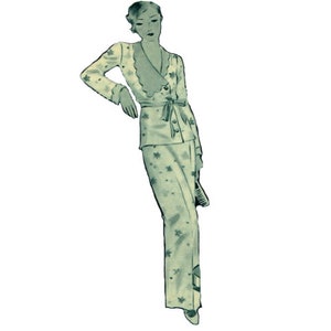 Vintage 112cm/44&quot; or 120cm/47&quot; bust size 1930s trousers and shirt PJs sewing pattern.