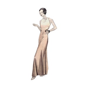 Vintage 38&quot; / 96cm bust size 1930s sleeveless evening gown / evening dress sewing pattern.