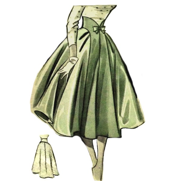 Vintage 72cm/28.35" high waist 1950s full 6 panel skirt sewing pattern