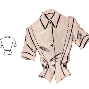 Vintage 96cm/ 38&quot; bust size 1940s short sleeve summer blouse sewing pattern.