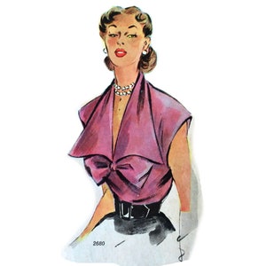Vintage 92cm / 36&quot; bust size 1950s short sleeve summer blouse / summer shirt sewing pattern