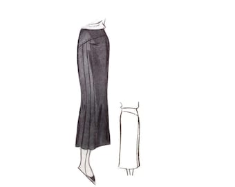 Vintage waist 76cm/29" size 1930s pleated side skirt with diagonal yoke part sewing pattern.