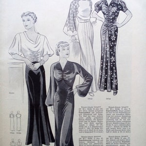 Vintage 40/102cm bust size 1930s formal evening dress sewing pattern. image 5