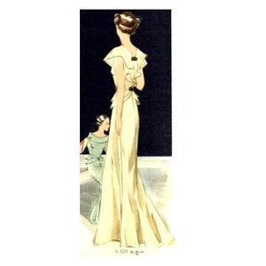 Vintage 96cm/38&quot; bust size 1930s sleeveless art deco formal / evening dress sewing pattern.