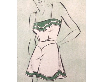 Vintage 96cm 38" bust size 1940s underwear lingerie slip and tap pants /french knickers pattern.