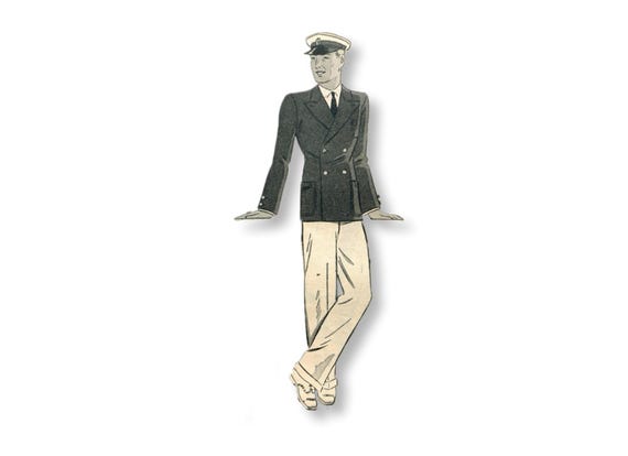 1930s Men's Blazer & Pants Sewing Pattern, Slim Cut 37" Chest