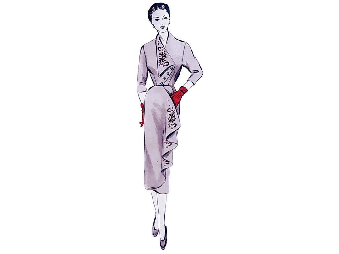 Vintage 1950s Sewing Pattern – Dress, Midi, Sun-Ray Design - Bust 42” (106.7cm)