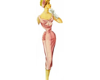 Vintage 92cm/36&quot; bust size 1950s fitted bodice with front bow and pencil skirt with back bow detail cocktail / formal dress sewing pattern