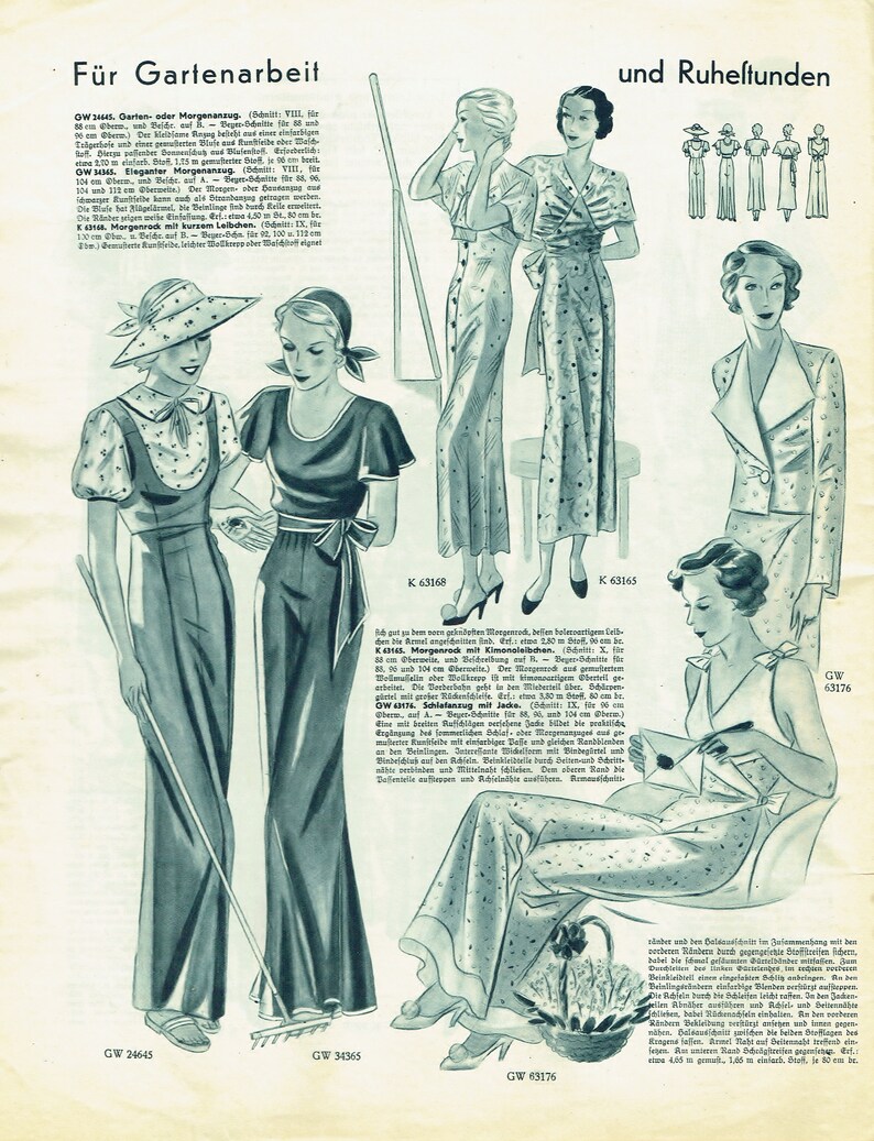 Vintage 96cm/38 bust size 1930s crossbody wrap sleeveless and wide leg pants PJs plus a matching long sleeve jacket sewing pattern. image 3