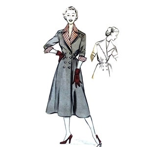 Vintage 96cm/38&quot; bust 1950s adjustable waist and double breast button closure maternity day dress sewing pattern