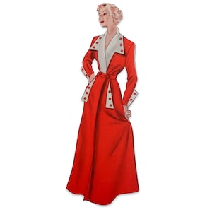 A 98cm/38&quot; bust size vintage early  1950s wide collar and double breast front closure house coat / robe/ dressing gown sewing pattern.