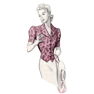Vintage 96cm/ 38&quot; bust size 1940s blouse sewing pattern.