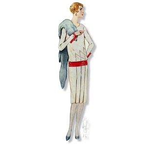Vintage 96cm/38&quot; bust size 1920s low cut waist, pleated skirt day dress sewing pattern