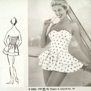 Vintage 88cm/34" bust size 1950s beach sundress / bathing suit sewing pattern