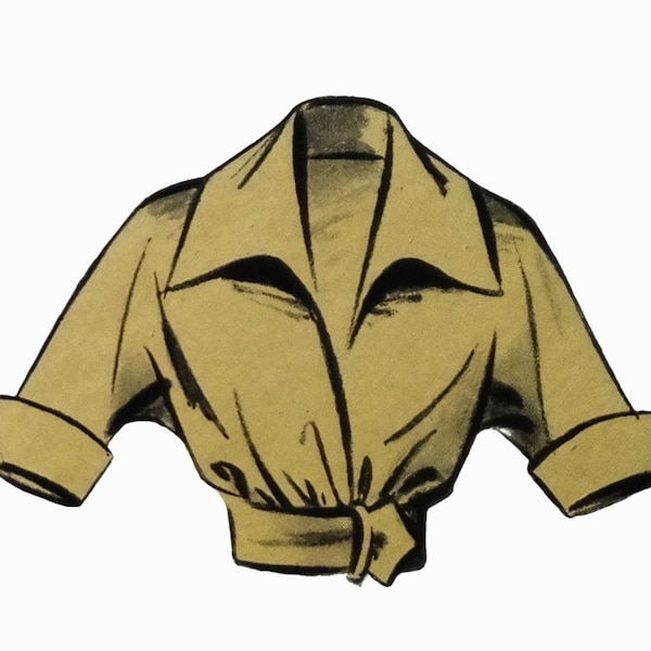 Vintage 92 cm/36" Oberweite 1950er Jahre Kimono kurzärmelig Bluse /Hemd Schnittmuster