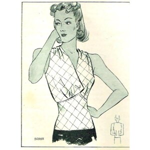 Vintage 96cm/38&quot;  and 108cm/42&quot; bust size 1930s sleeveless summer blouse sewing pattern