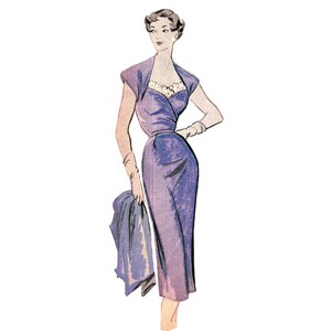 vintage 96 cm / 38&quot; taille de buste des années 1950 sans manches coupe ajustée modèle de couture de robe de thé.