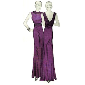 Vintage 96cm/38&quot; bust size 1930s sleeveless evening dress / formal dress sewing pattern.