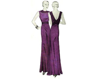 Vintage 96 cm 38" Oberweite 1930s ärmelloses Abendkleid / Abendkleid Schnittmuster.